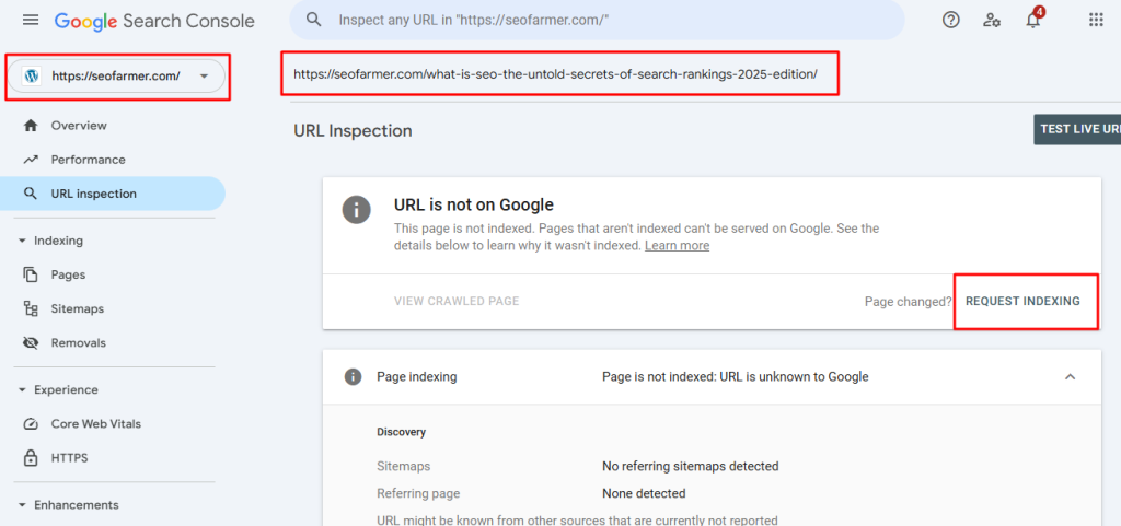 Indexing Article in Google Search Console