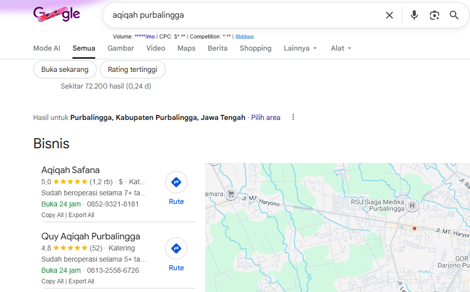 SEO Project Aqiqah Safana The Biggest Aqiqah Catering in Purbalingga
